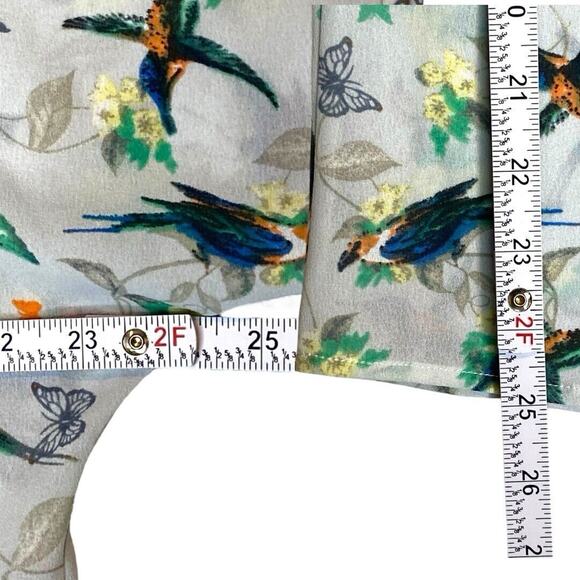 Sheer Hummingbird Blouse Womens L Bird Whimsical Office Casual Cottagecore Boho - Picture 5 of 7